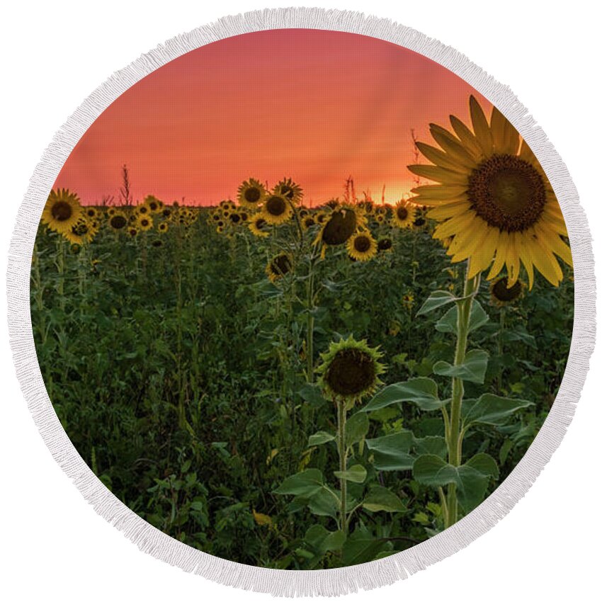 Sunset Round Beach Towel featuring the photograph Missouri Sunset by Holly Ross