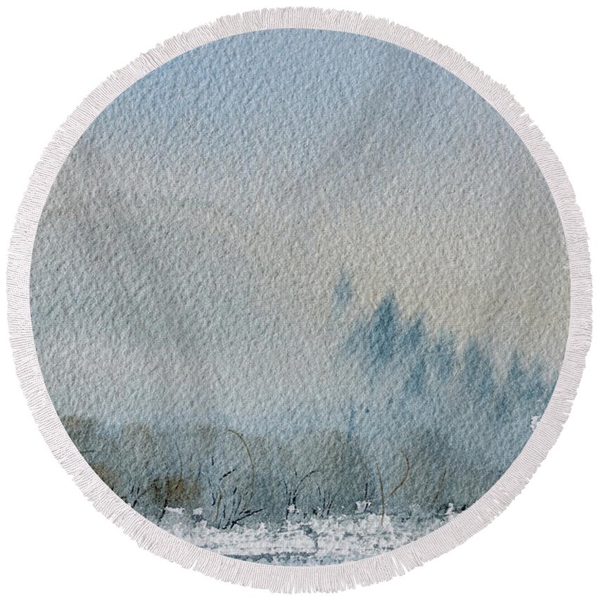 Australia Round Beach Towel featuring the painting A Misty Morning #1 by Dorothy Darden