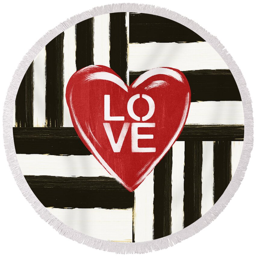 Love Round Beach Towel featuring the painting Modern Love- Art by Linda Woods by Linda Woods