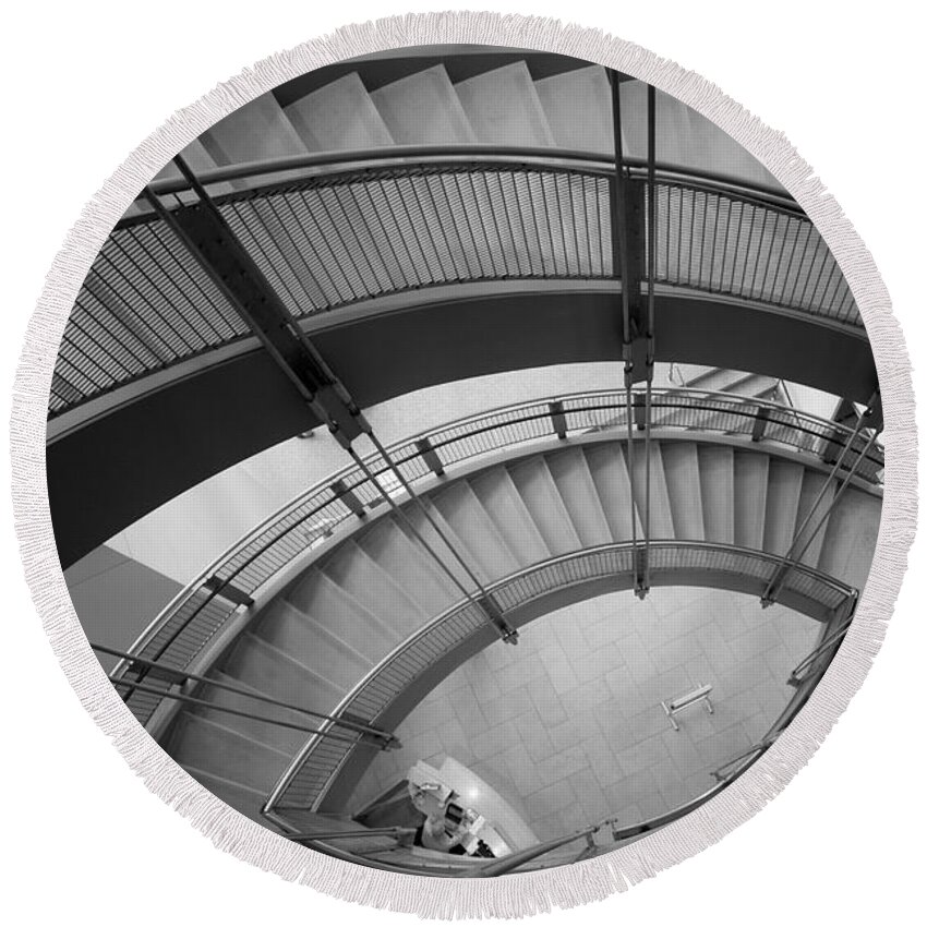  Round Beach Towel featuring the photograph Modern Stair by Polly Castor