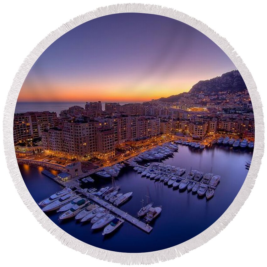 Monaco Round Beach Towel featuring the photograph Monaco by Jackie Russo