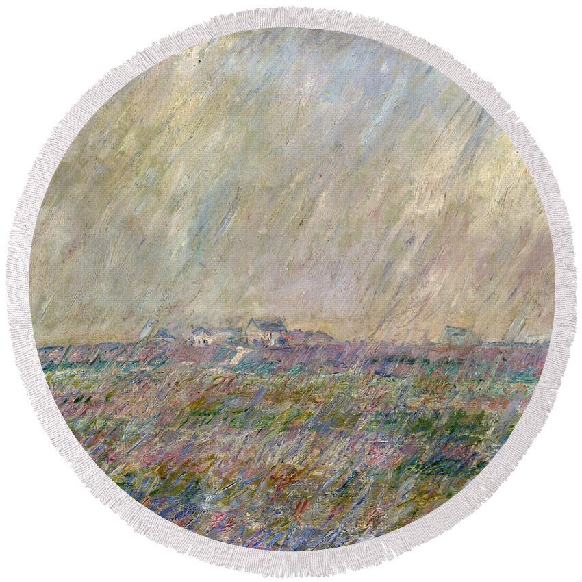 19th Century Round Beach Towel featuring the photograph Landscape #4 by Claude Monet