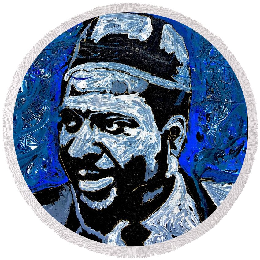 Thelonious Monk Round Beach Towel featuring the painting Monk by Neal Barbosa