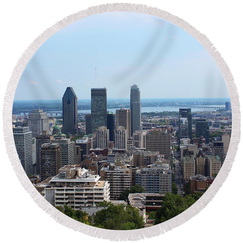 Montreal Round Beach Towel featuring the photograph Montreal Cityscape by Samantha Delory