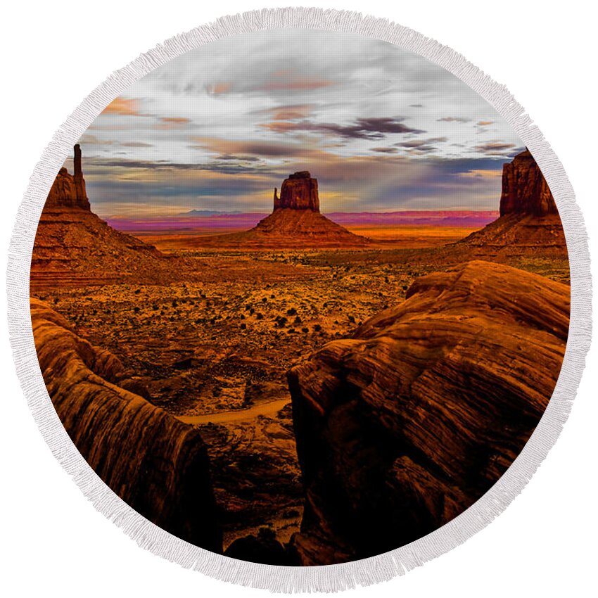 Monument Valley Round Beach Towel featuring the photograph Monument Valley by Harry Spitz