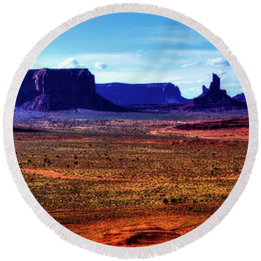 Arizona Round Beach Towel featuring the photograph Monument Valley Views No. 5 by Roger Passman