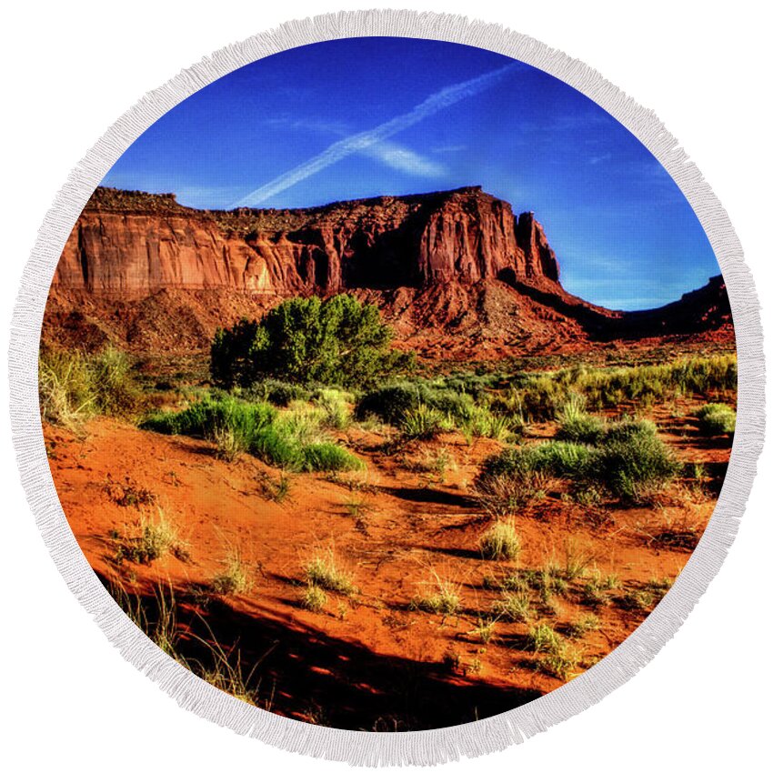 Arizona Round Beach Towel featuring the photograph Monument Valley Views No. 1 by Roger Passman