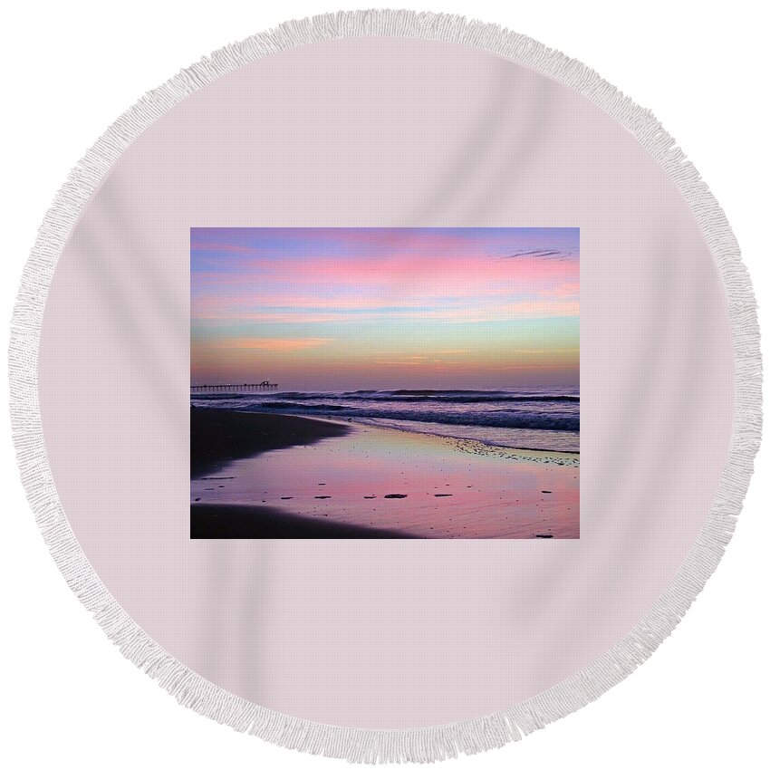 Sunrise Round Beach Towel featuring the photograph Moody Sunrise by Betty Buller Whitehead