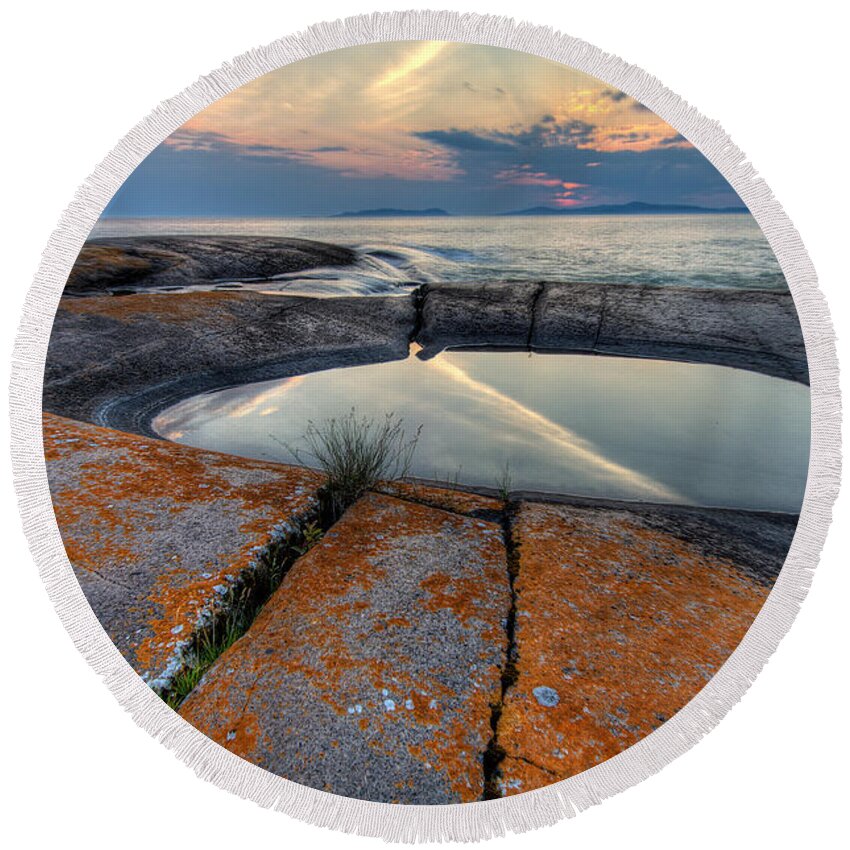 Water Round Beach Towel featuring the photograph Moon Flower by Doug Gibbons