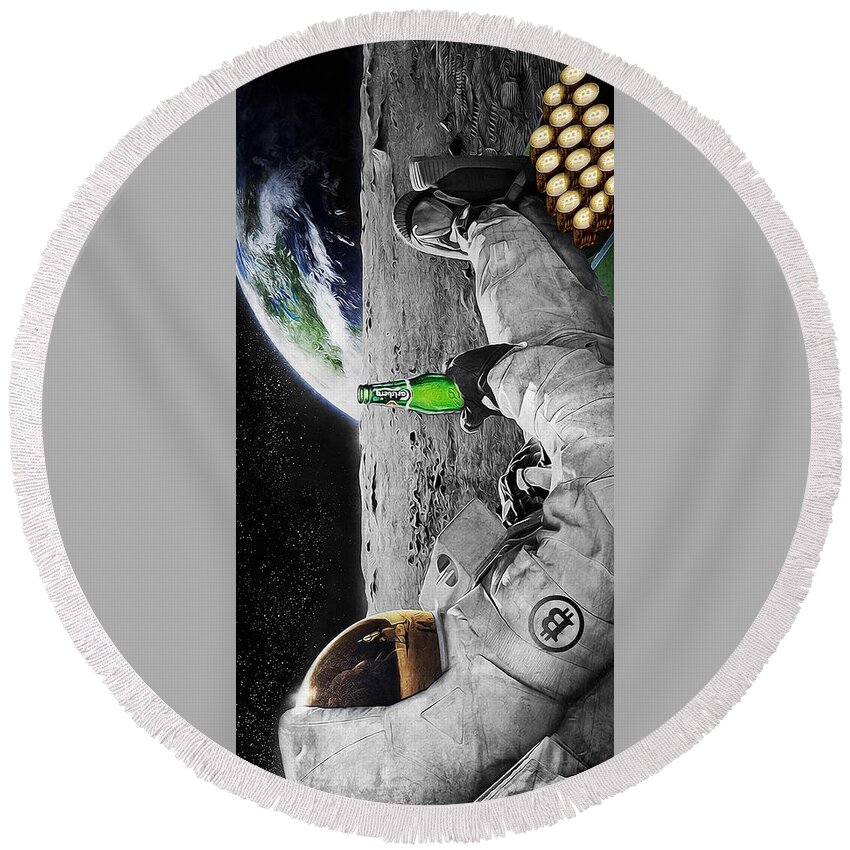 Space Round Beach Towel featuring the digital art Moon Rockin by Canvas Cultures