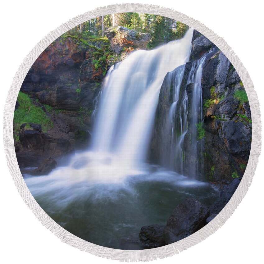Waterfalls Round Beach Towel featuring the photograph Moose Falls by Nancy Dunivin