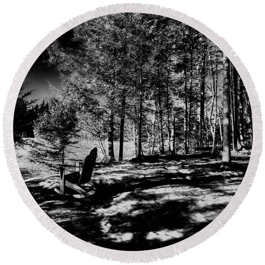 Moose River Shadows Round Beach Towel featuring the photograph Moose River Shadows by David Patterson