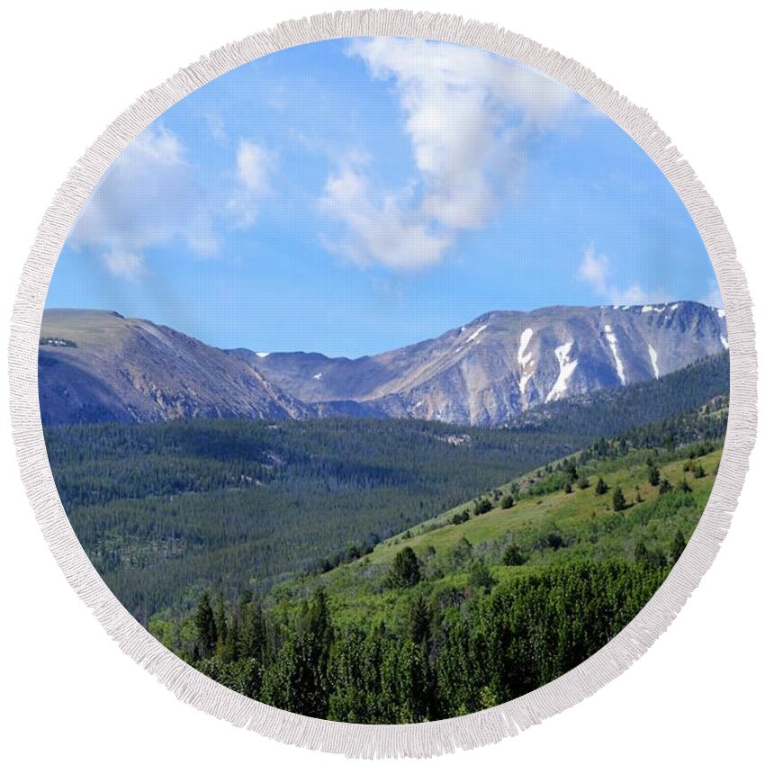 Landscape Round Beach Towel featuring the photograph More Montana Mountains by Michelle Hoffmann