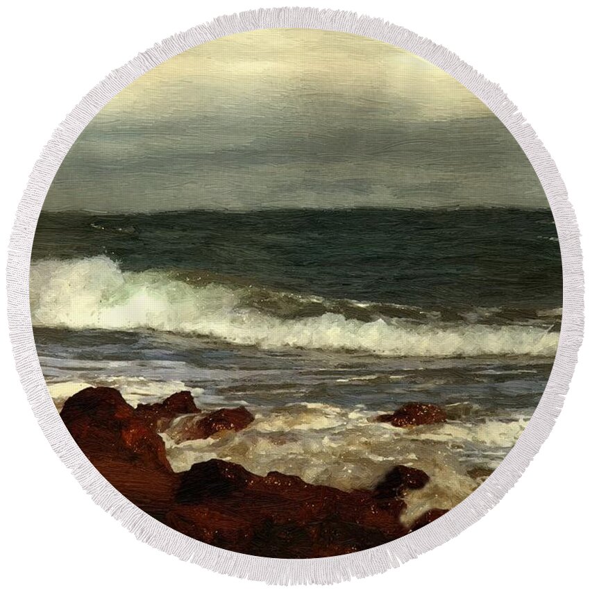 Landscape Round Beach Towel featuring the painting Morning After the Storm by RC DeWinter