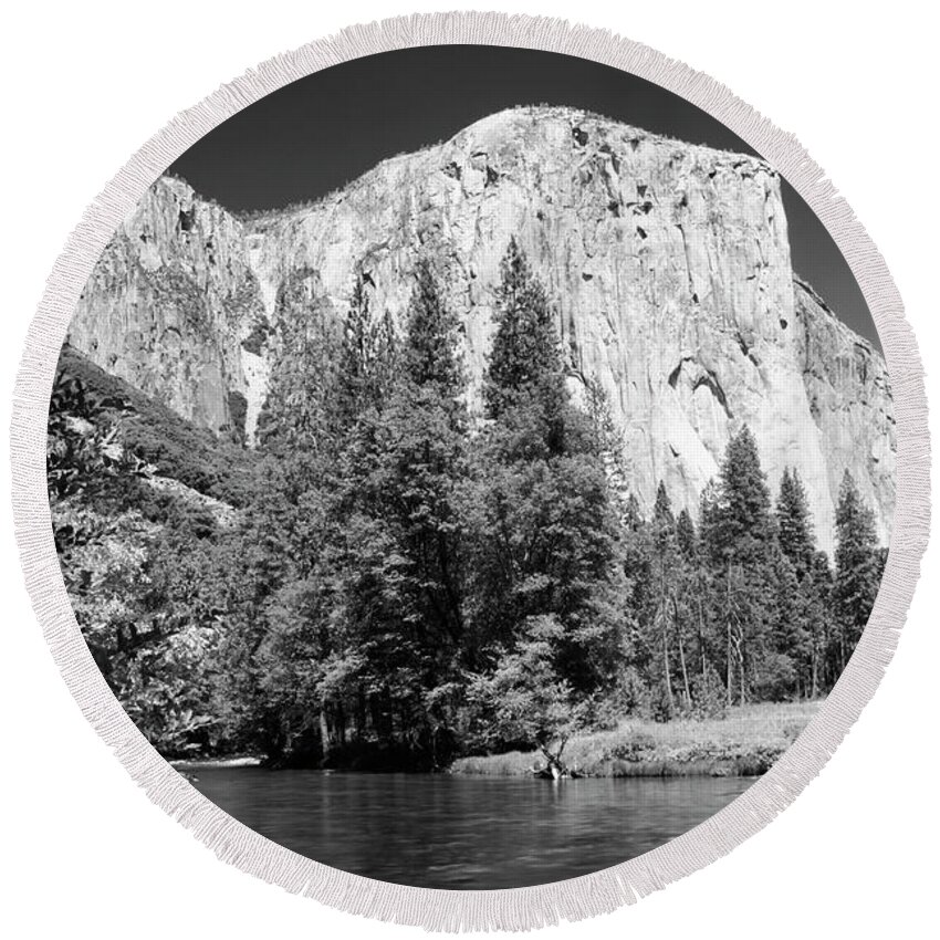 Yosemite Round Beach Towel featuring the photograph Morning at El Capitan by Sandra Bronstein