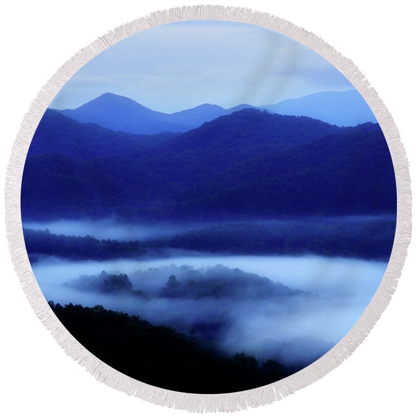 Smoky Mountains Round Beach Towel featuring the photograph Morning Blush by Mike Eingle