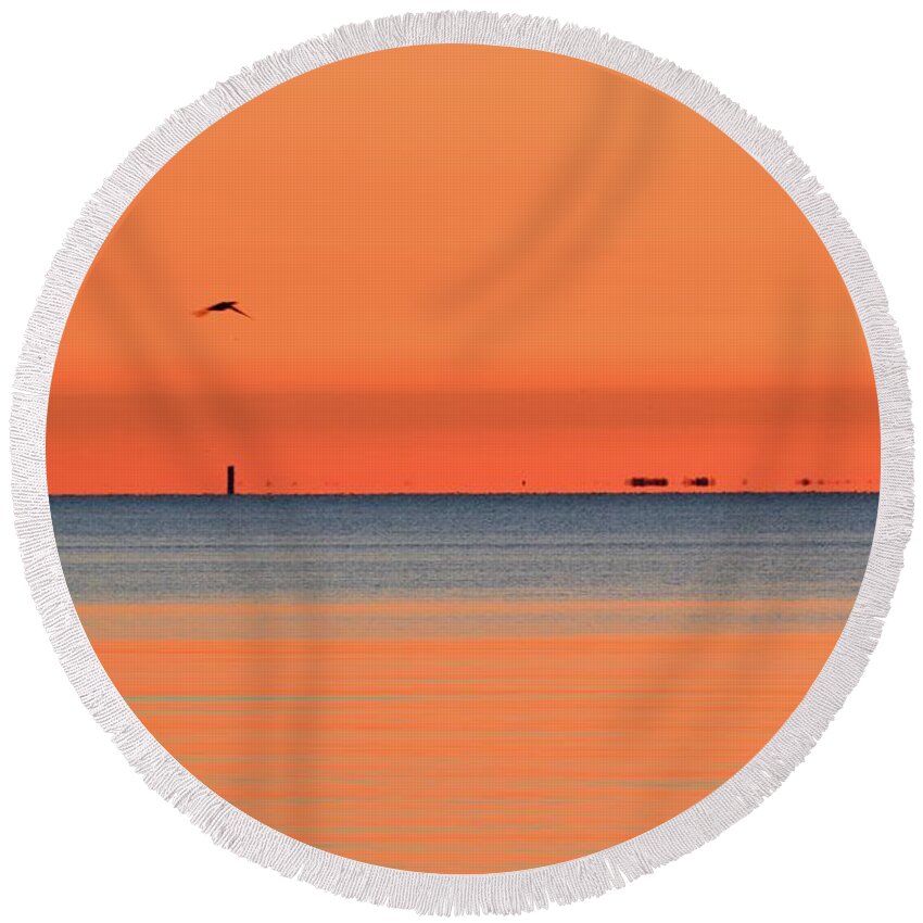 Abstract Round Beach Towel featuring the photograph Morning Fly By by Lyle Crump