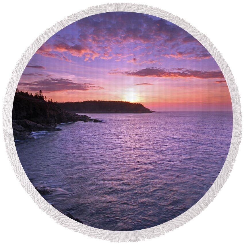 Acadia National Park Round Beach Towel featuring the photograph Morning Glory by Juergen Roth