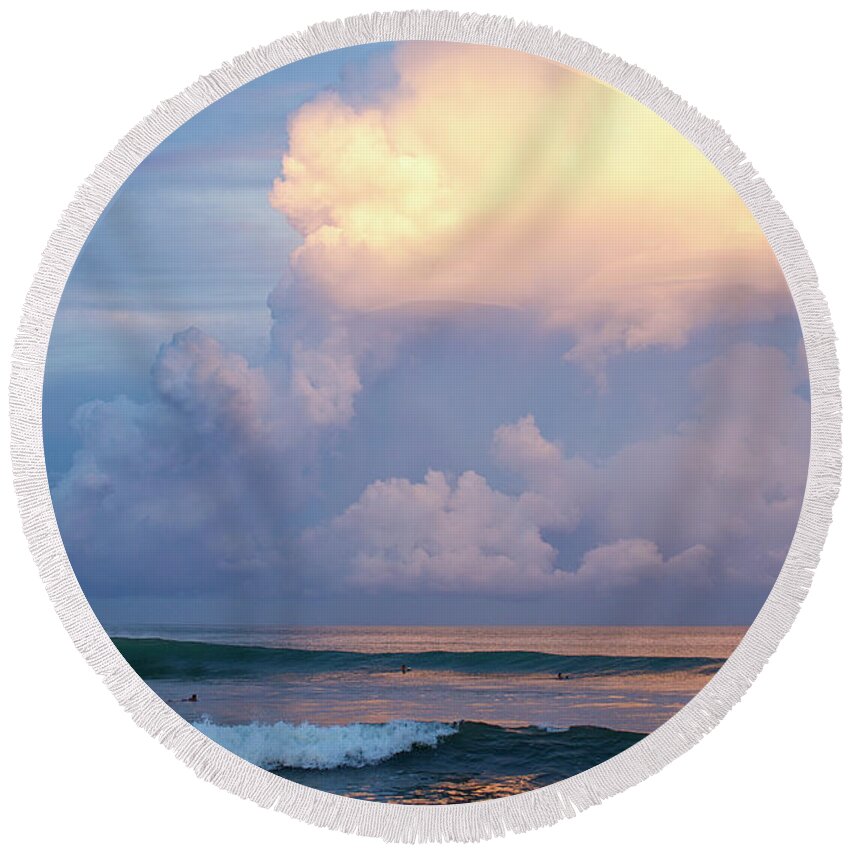 Surfing Round Beach Towel featuring the photograph Morning Glory by Nik West
