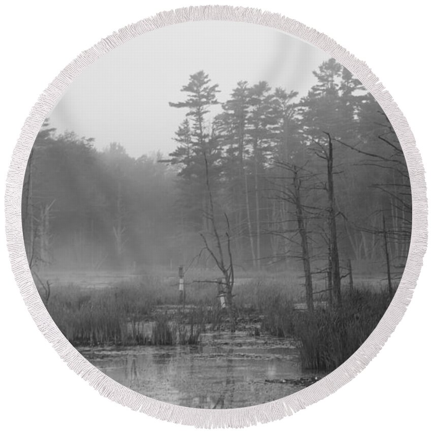 Landscape Round Beach Towel featuring the photograph Morning Marsh by Doug Mills