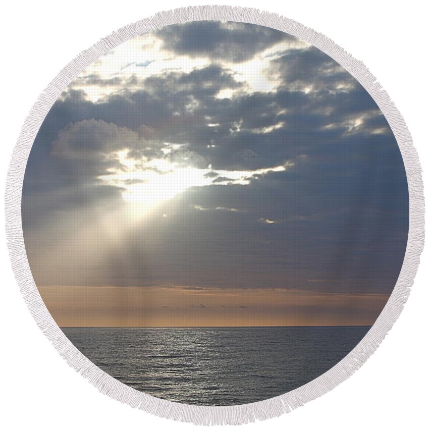 Sky Round Beach Towel featuring the photograph Morning Sunburst by Nadine Rippelmeyer