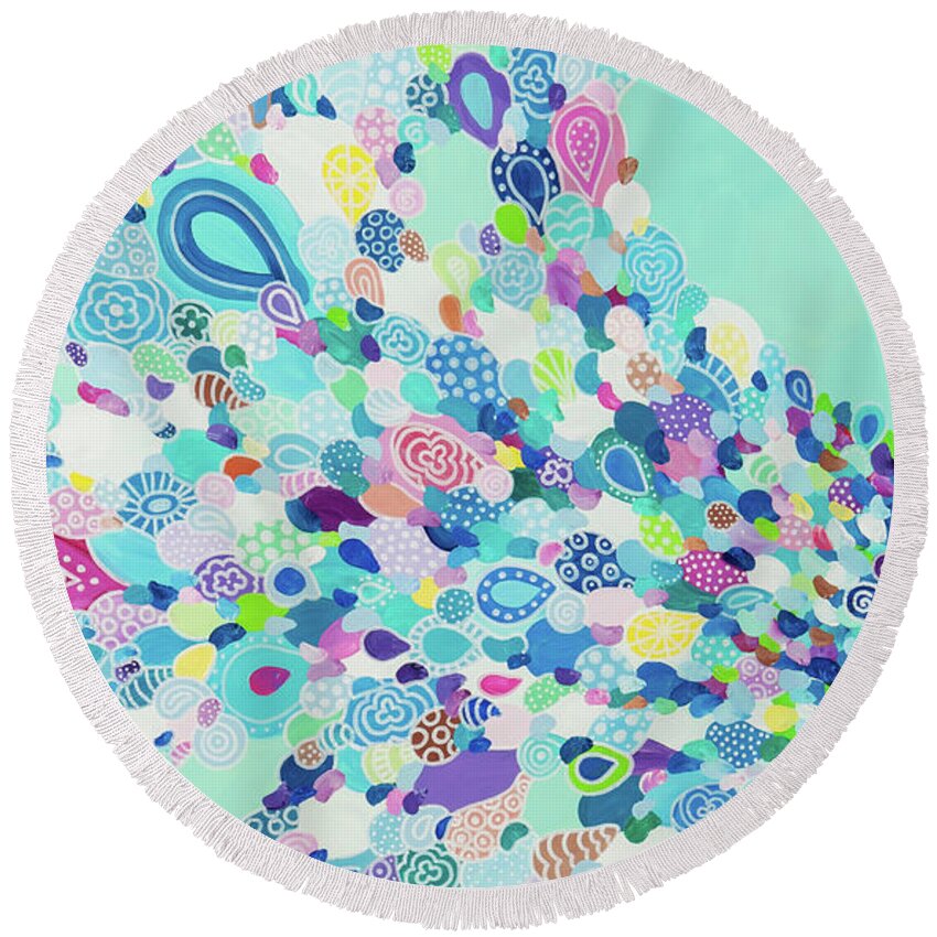 Pattern Art Round Beach Towel featuring the painting Morning Tide by Beth Ann Scott