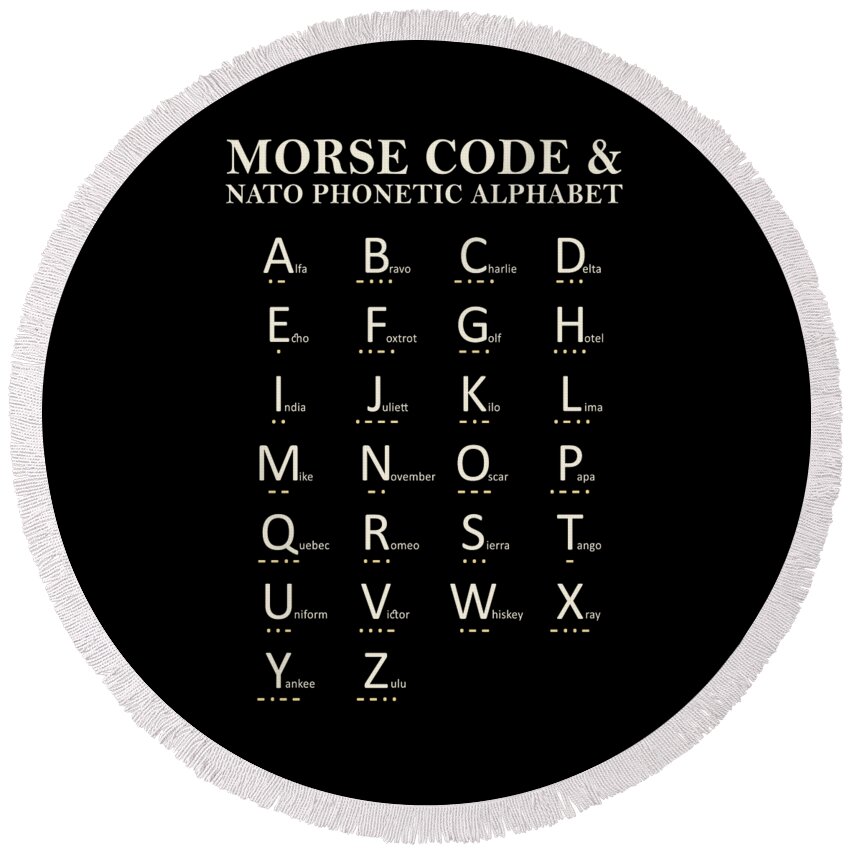 International Morse Code Round Beach Towel featuring the photograph Morse Code And Phonetic Alphabet by Mark Rogan