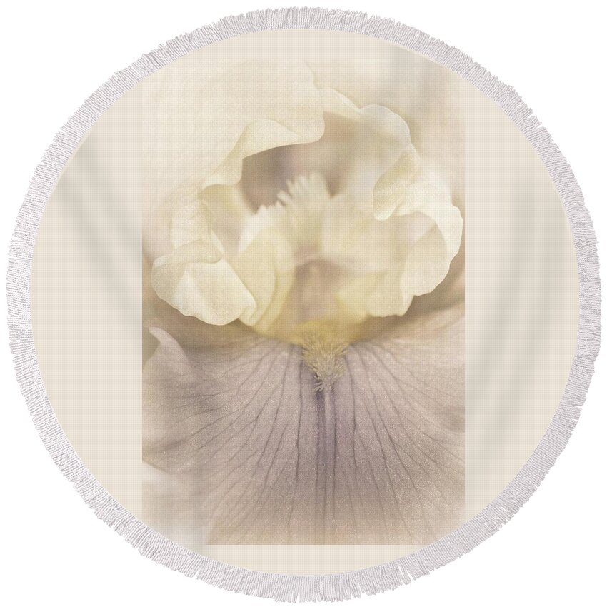 Irises Round Beach Towel featuring the photograph Most Tender Soul by The Art Of Marilyn Ridoutt-Greene