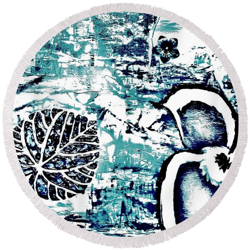 Modern Round Beach Towel featuring the mixed media Mother Nature Fantasy by Marsha Heiken