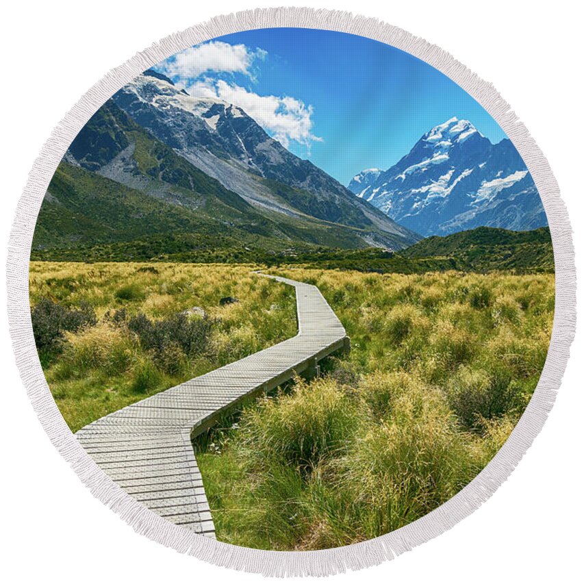 New Zealand Round Beach Towel featuring the photograph Mount Cook by Martin Capek