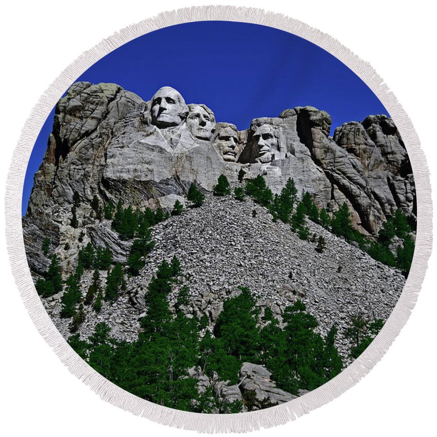 Mount Rushmore Round Beach Towel featuring the photograph Mount Rushmore 001 by George Bostian