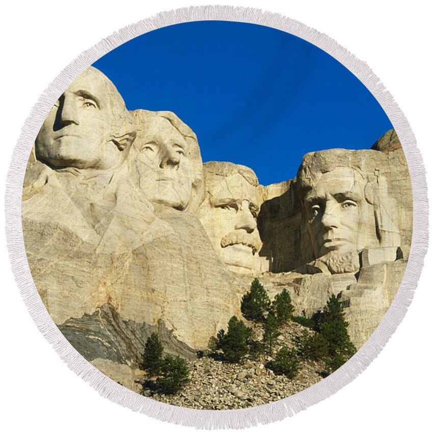 Mount Rushmore Round Beach Towel featuring the photograph Mount Rushmore by Gutzon Borglum