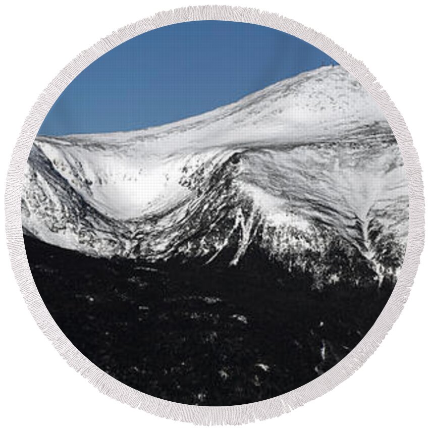 New Hampshire Round Beach Towel featuring the photograph Mount Washington East Slope Panoramic by Brett Pelletier