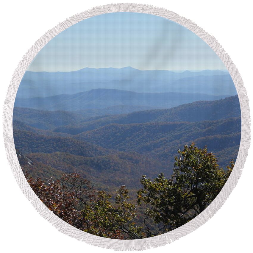 Mountains Round Beach Towel featuring the photograph Mountain Landscape 4 by Allen Nice-Webb