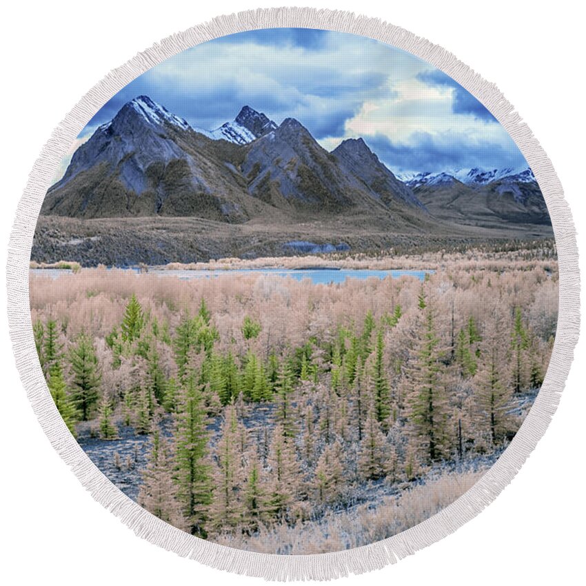 Ir Round Beach Towel featuring the photograph Mountain Rise by Joseph Yvon Cote
