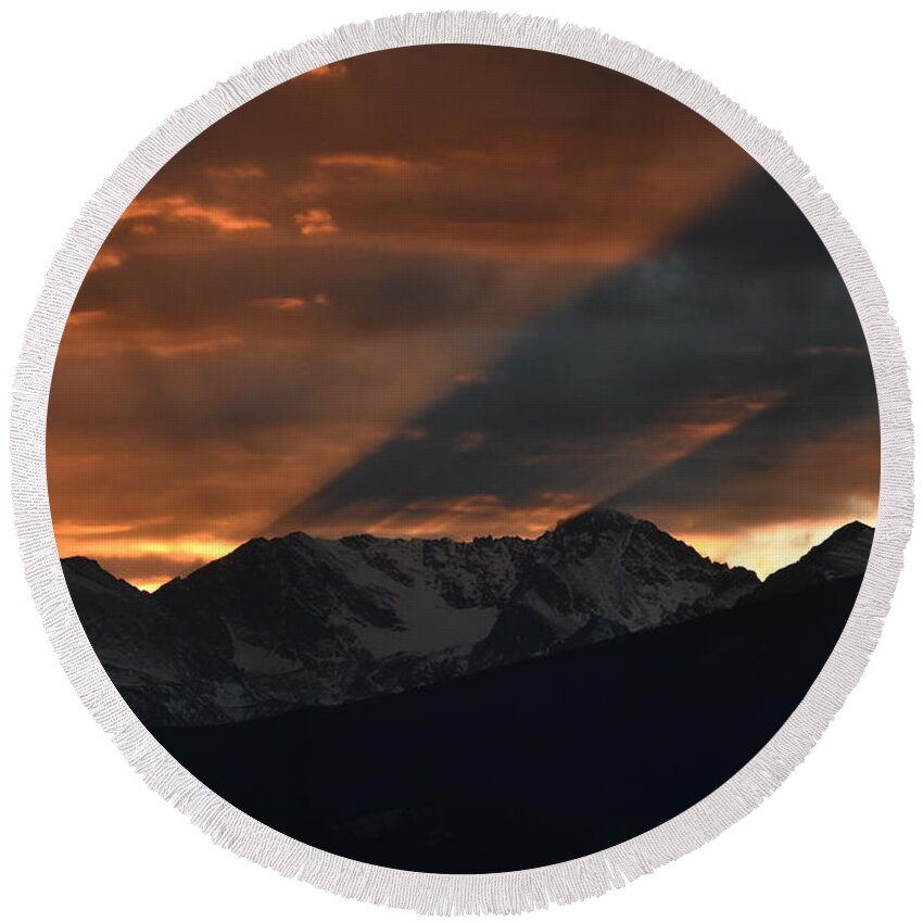 Arapaho Peaks Round Beach Towel featuring the photograph Mountain Shadow by Ben Foster