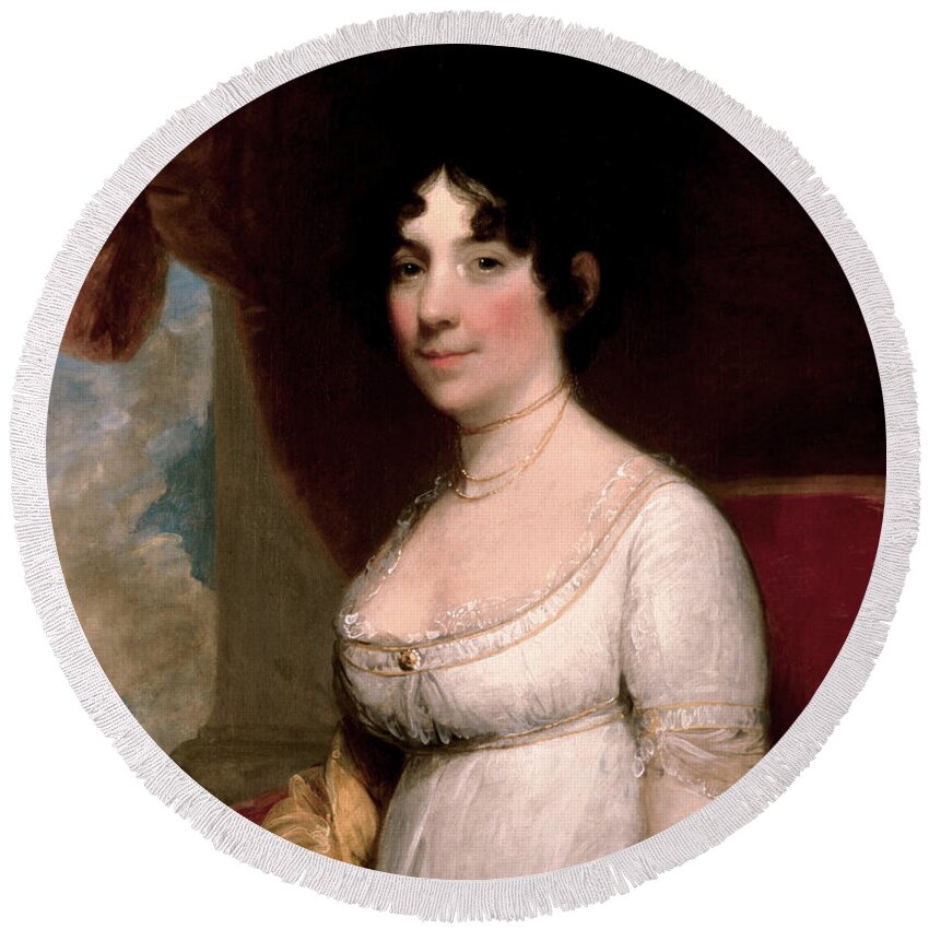 Gilbert Stuart Round Beach Towel featuring the painting Mrs Dolley Madison, 1804 by Gilbert Stuart