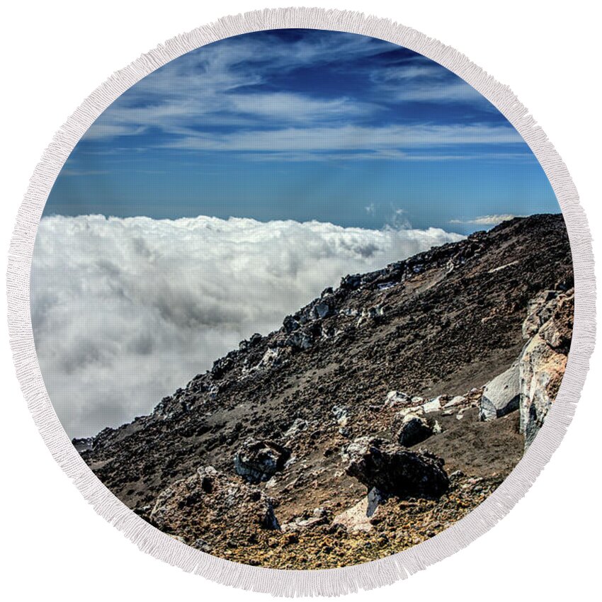  Round Beach Towel featuring the photograph Mt. Etna above the clouds by Patrick Boening