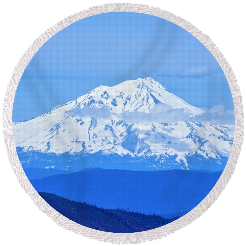Mountains Round Beach Towel featuring the photograph Mt. Shasta, California by Merle Grenz