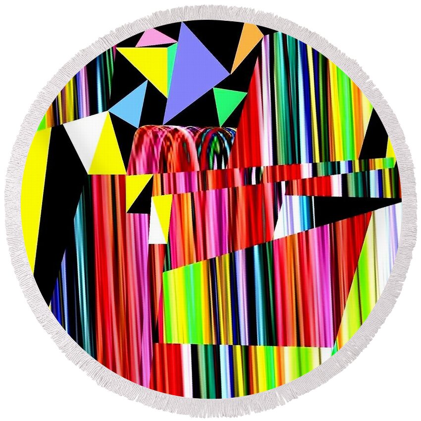 Abstract Round Beach Towel featuring the digital art Muse 12 by Will Borden