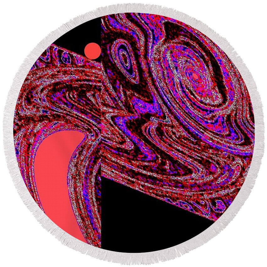 Abstract Round Beach Towel featuring the digital art Muse 4 by Will Borden