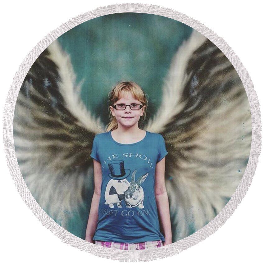 Daughter Round Beach Towel featuring the photograph My Angel by Aleck Cartwright