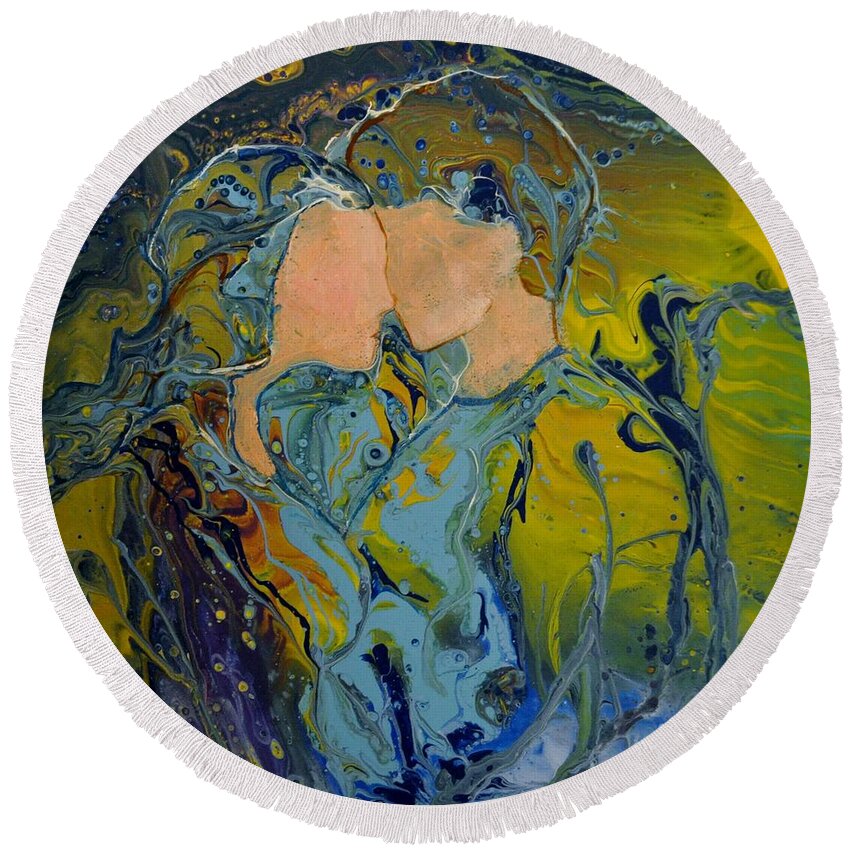 Romantic Couple Round Beach Towel featuring the painting My Fair Lady by Deborah Nell