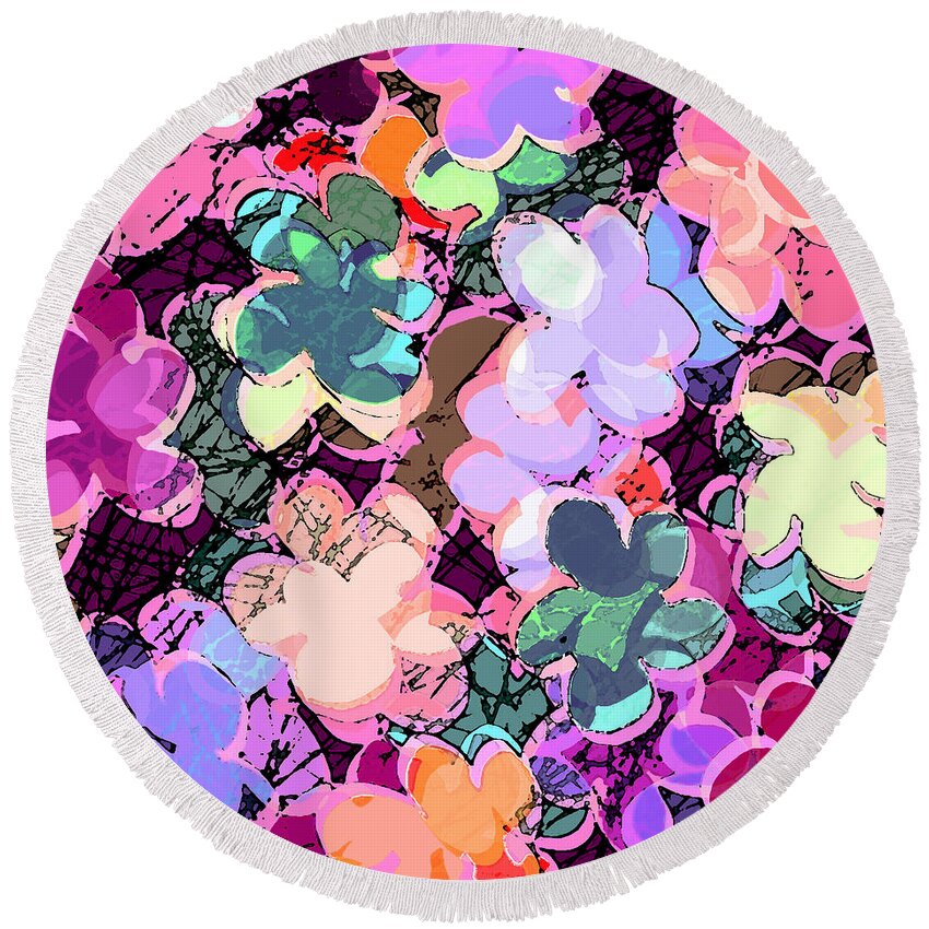 Abstract Round Beach Towel featuring the digital art My Little World by William Russell Nowicki