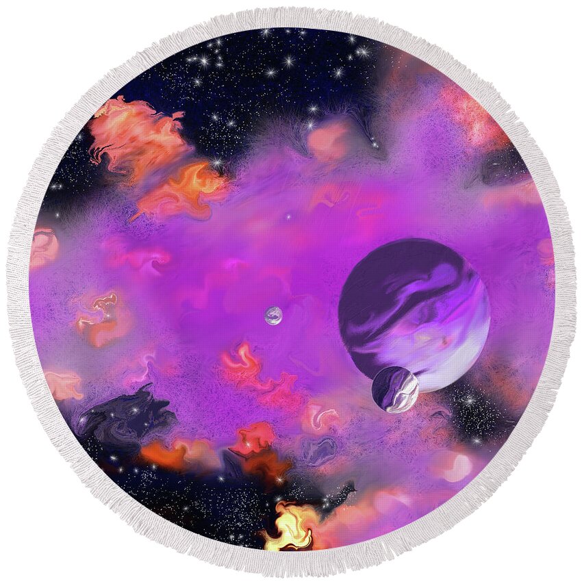 My Space Round Beach Towel featuring the painting My Space by Two Hivelys