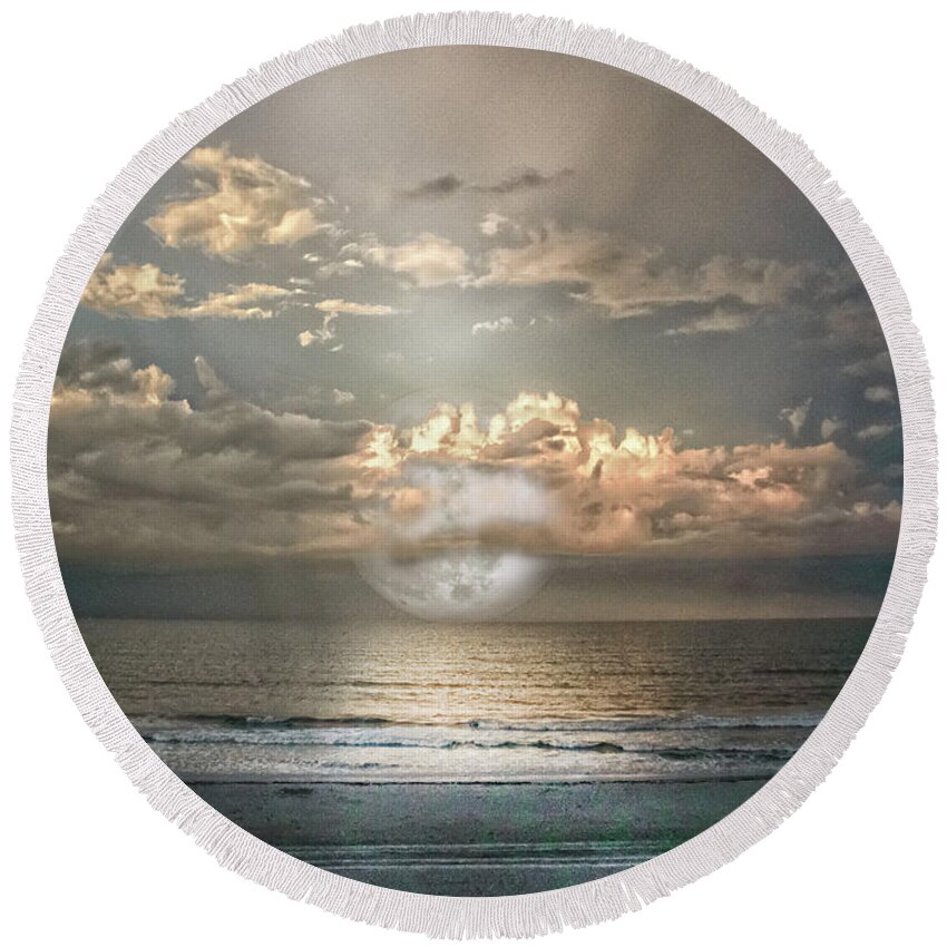 Moon Round Beach Towel featuring the photograph Mystical Moon by Judy Hall-Folde