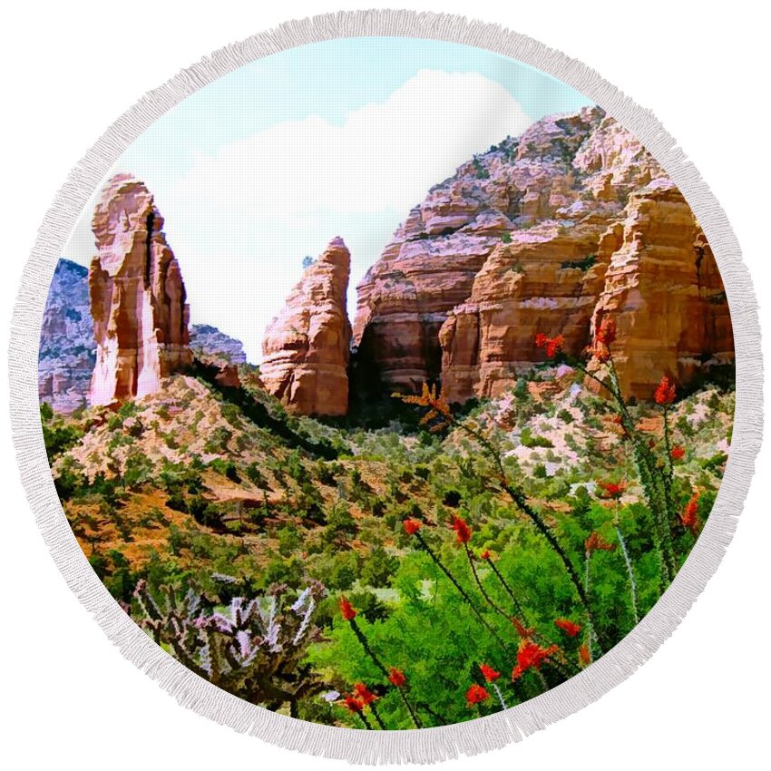 United States Round Beach Towel featuring the digital art Mystical Red Rocks - Sedona, Arizona by Joseph Hendrix