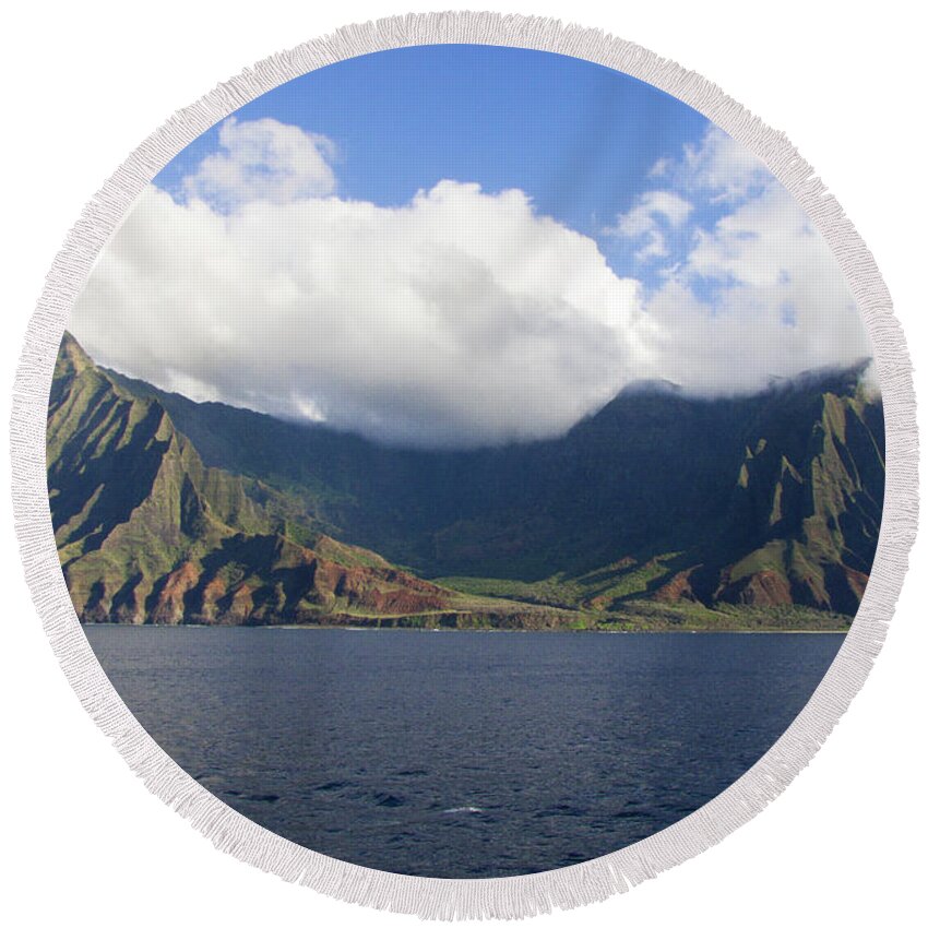 Phil Welsher Round Beach Towel featuring the photograph Na Pali Coast Kauai by Phil Welsher