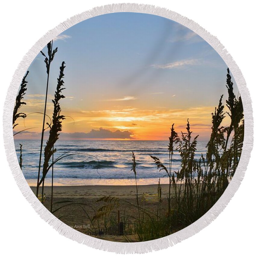 Obx Sunrise Round Beach Towel featuring the photograph Nags Head August 5 2016 by Barbara Ann Bell