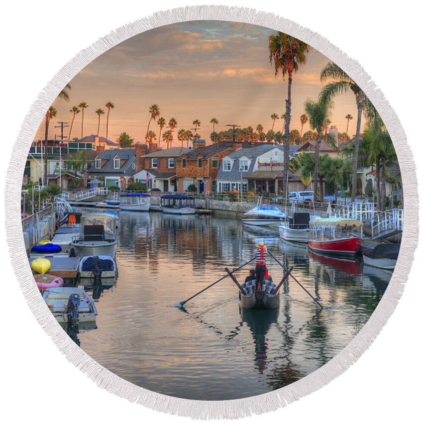 Naples Canals Round Beach Towel featuring the photograph Just Joe and Me by David Zanzinger